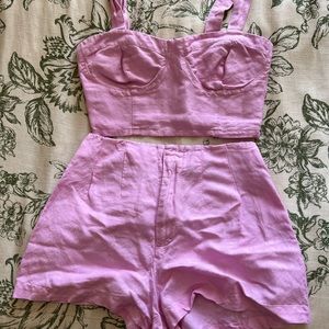 Pink Forever 21 Linen Shorts & Top Set
